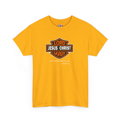 Jesus Christ Savior T‑Shirt — Lord Savior Motorcycle Shield Design