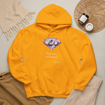"No pressure, no Diamond" Inspirational Graphic Pullover Hoodie