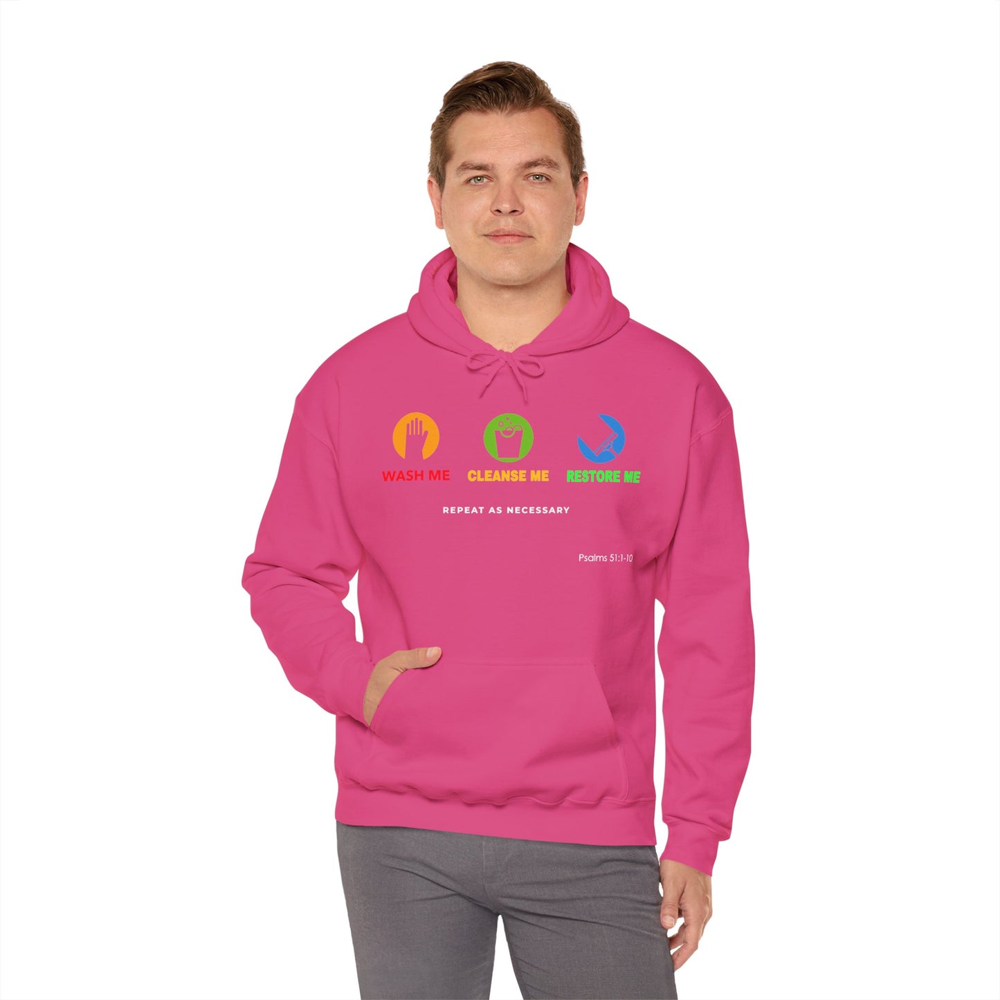 "Wash, Cleanse, Restore" Inspirational Faith-Based Hoodie