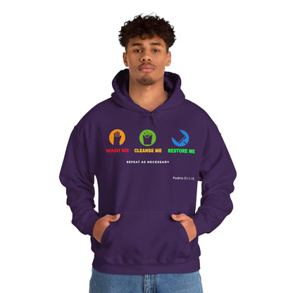 "Wash, Cleanse, Restore" Inspirational Faith-Based Hoodie