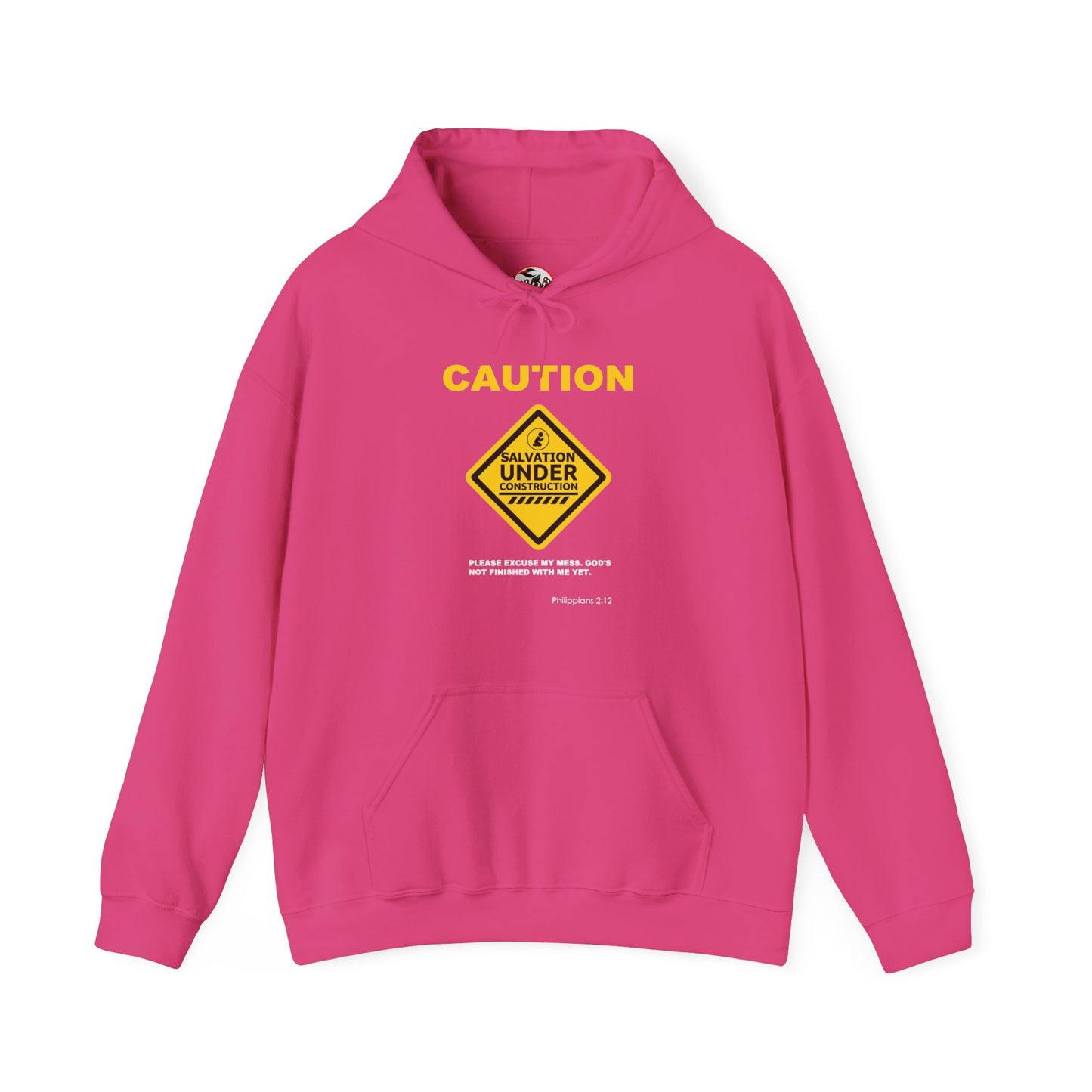"Caution Salvation Under Construction" Graphic Pullover Hoodie