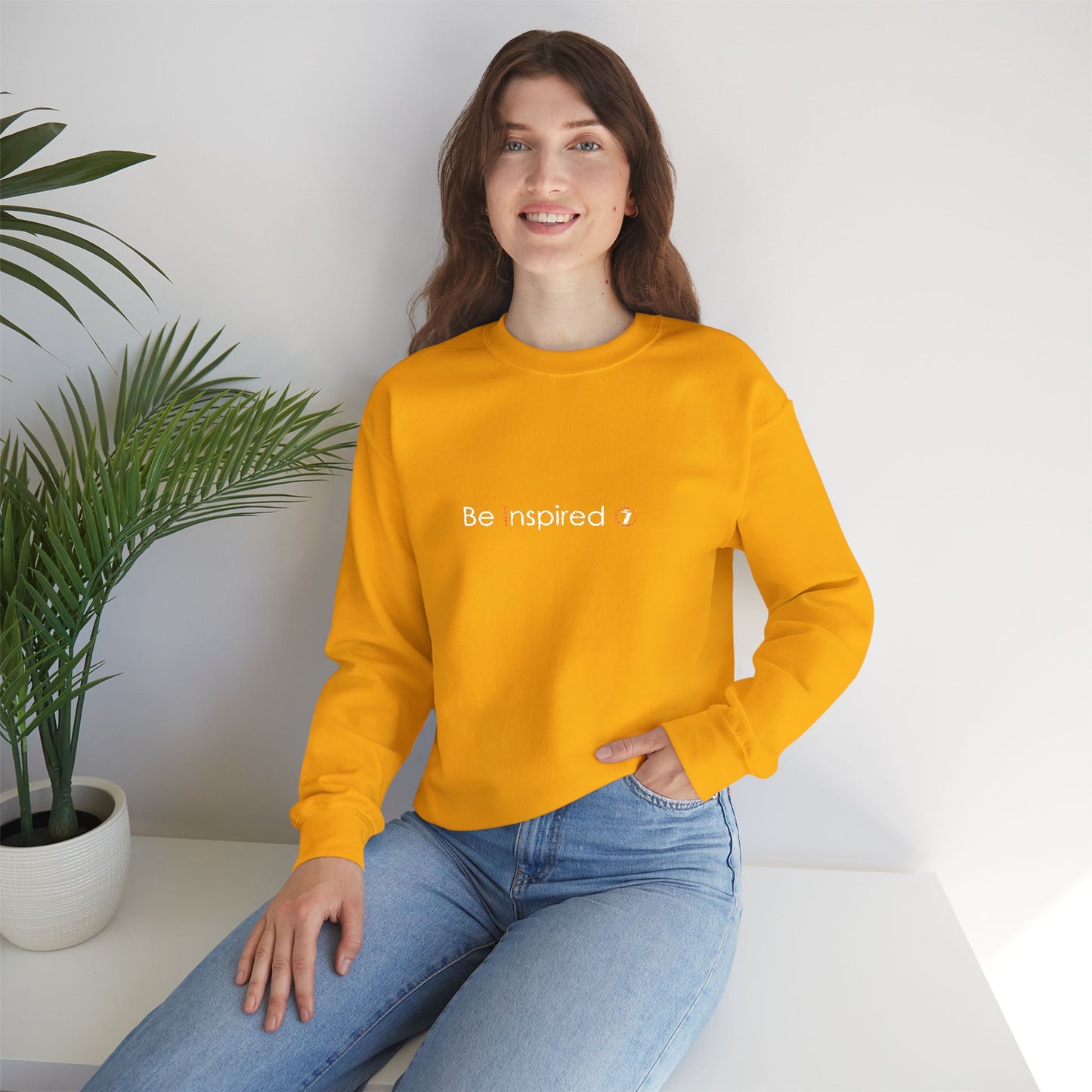 "Be Inspired" Embroidered Crewneck Sweatshirt