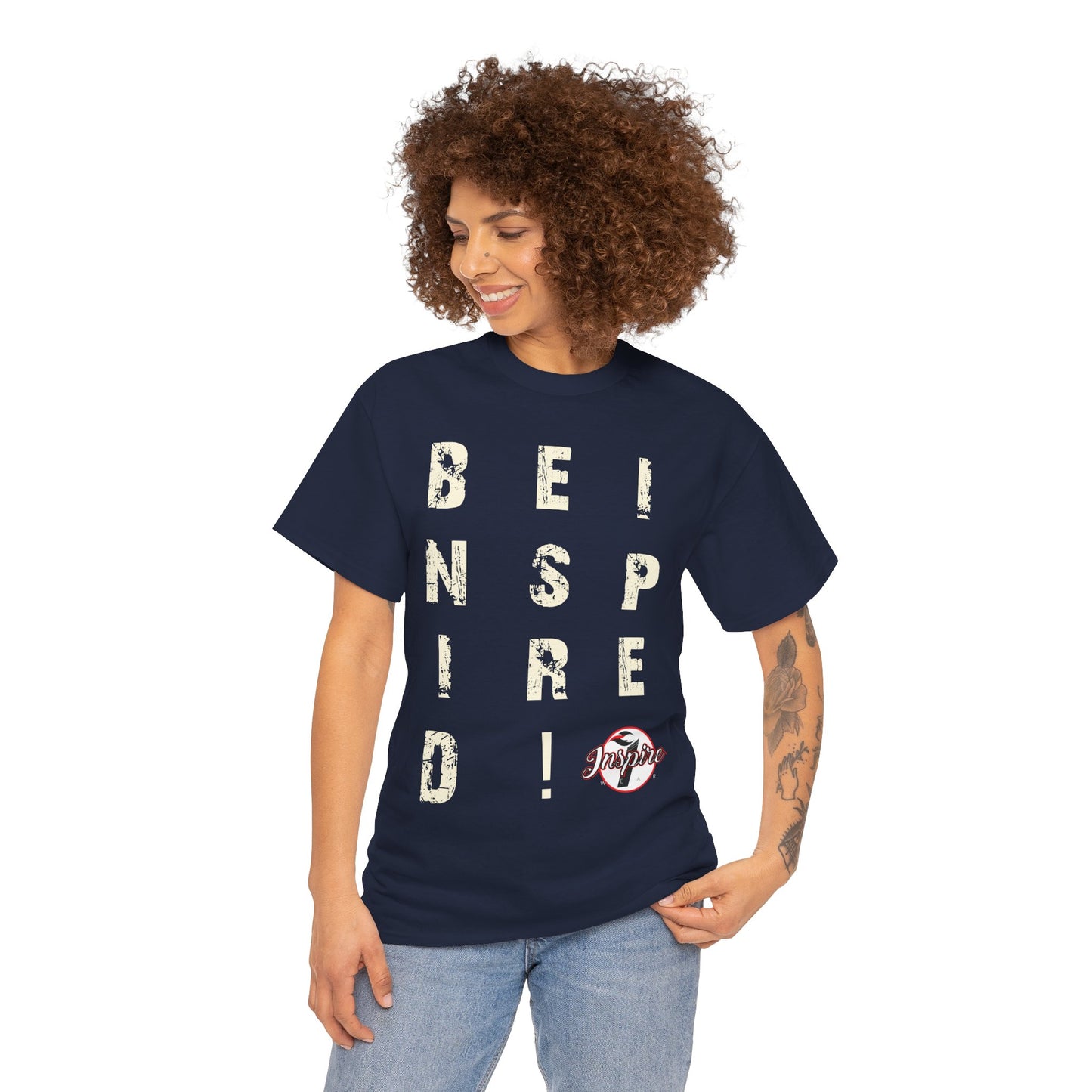 "Be Inspired" Motivational Vertical Graphic T-Shirt