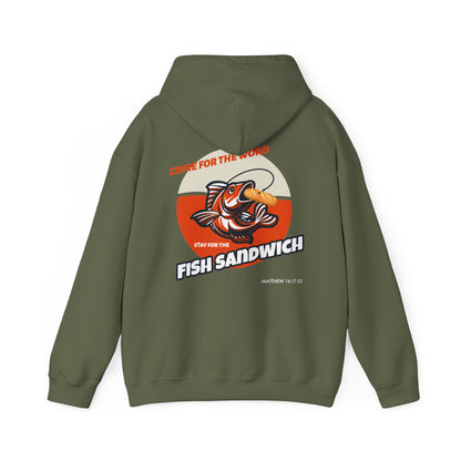 "Come For the Word, Stay for the Fish Sandwich" Inspirational Unisex Pullover Hoodie