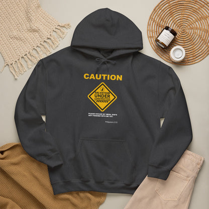 "Caution Salvation Under Construction" Graphic Pullover Hoodie