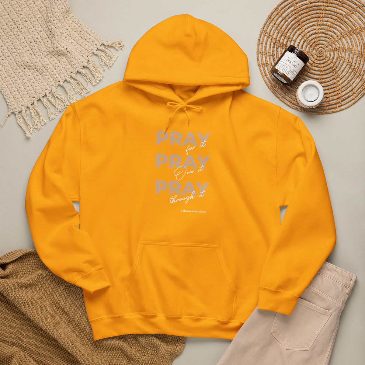 "Pray for it, Pray over it, Pray through it" Motivational Pullover Hoodie