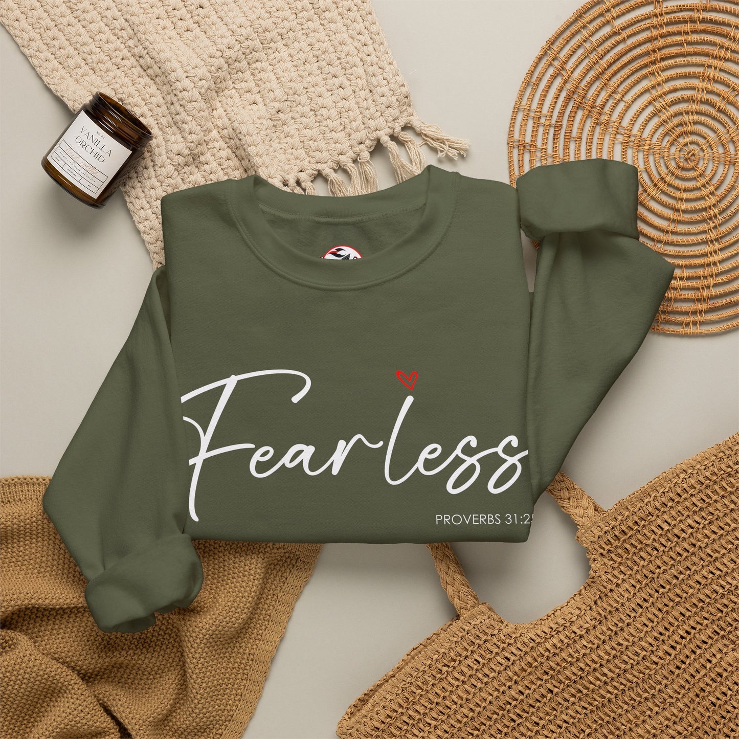 "Fearless" Inspirational Crewneck Sweatshirt — (Proverbs 31)