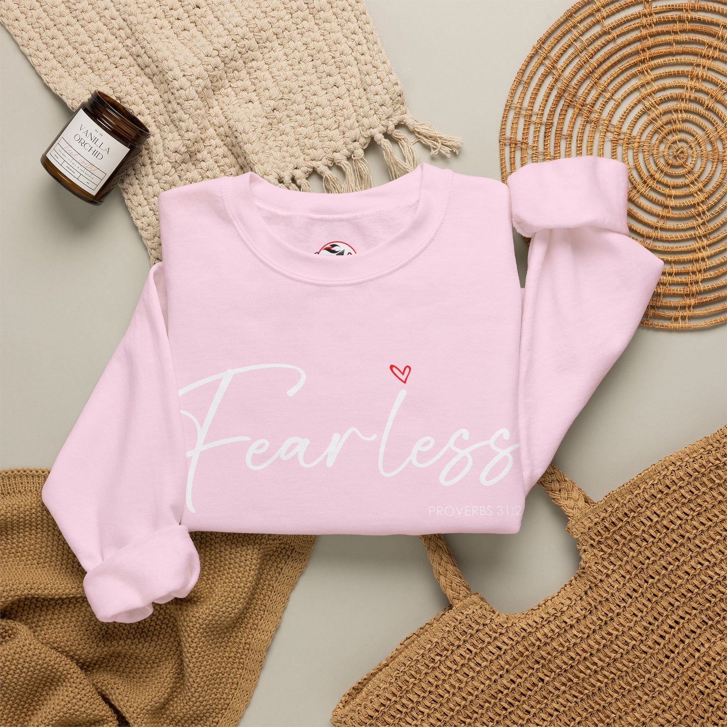 "Fearless" Inspirational Crewneck Sweatshirt — (Proverbs 31)