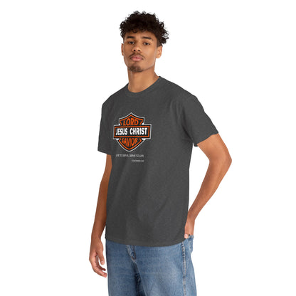 Jesus Christ Savior T‑Shirt — Lord Savior Motorcycle Shield Design