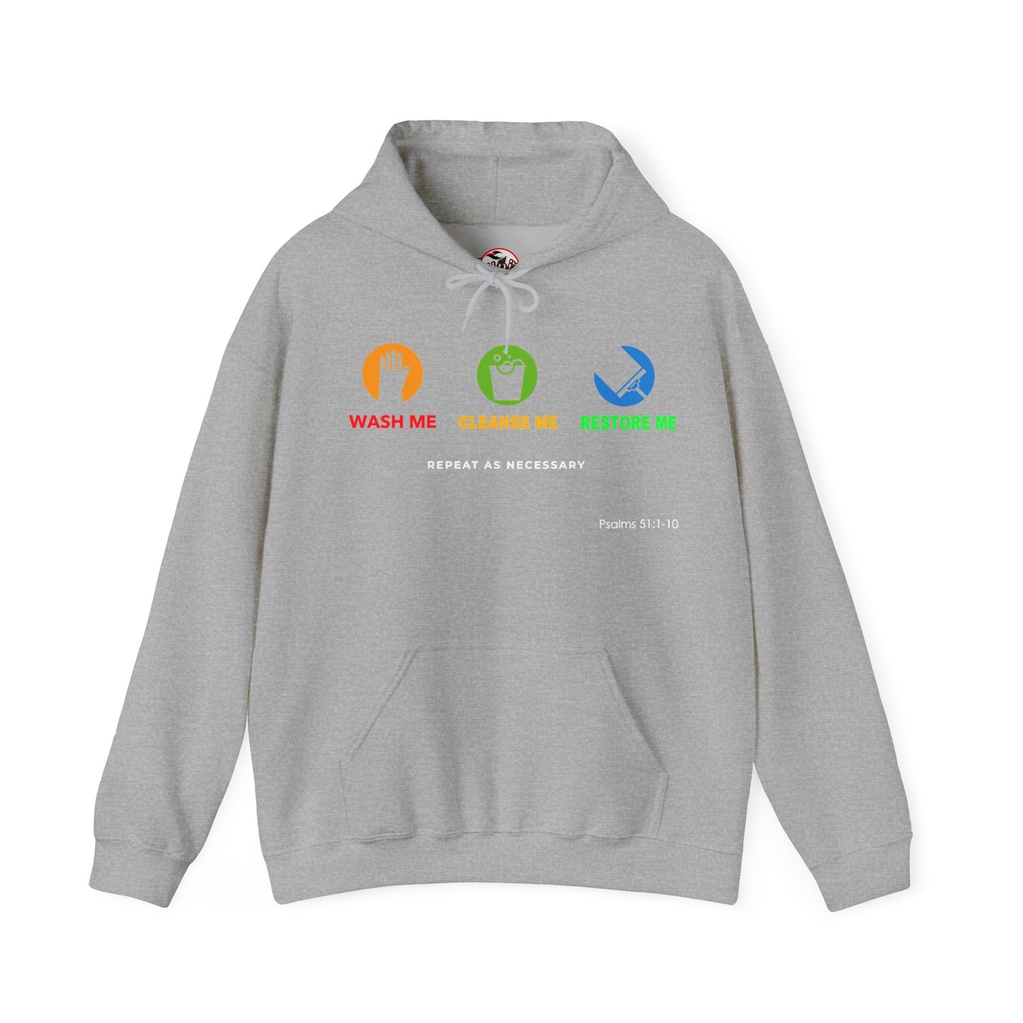 "Wash, Cleanse, Restore" Inspirational Faith-Based Hoodie