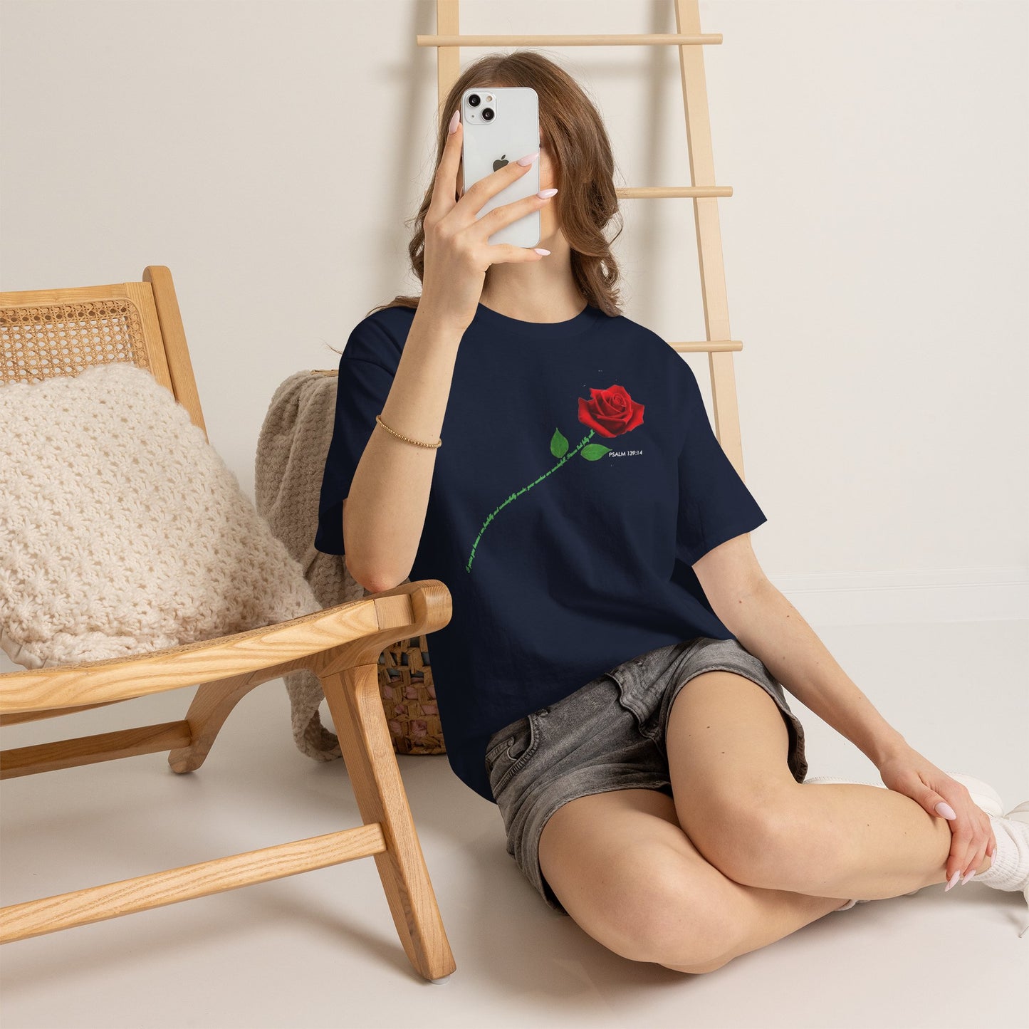 "Fearfully and Wonderfully Made" Rose Affirmative Graphic T-Shirt