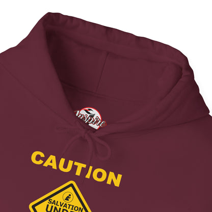 "Caution Salvation Under Construction" Graphic Pullover Hoodie
