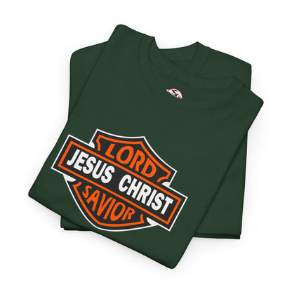 Jesus Christ Savior T‑Shirt — Lord Savior Motorcycle Shield Design