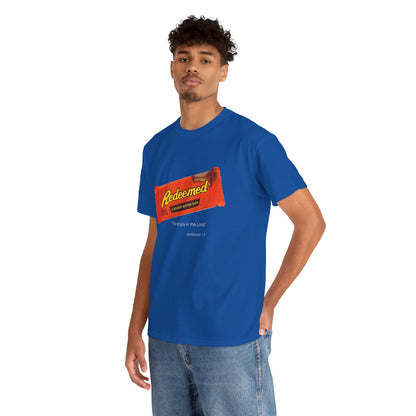 Redeemed Heavy Cotton Tee - Inspirational Faith Shirt with Peanut Butter Motif