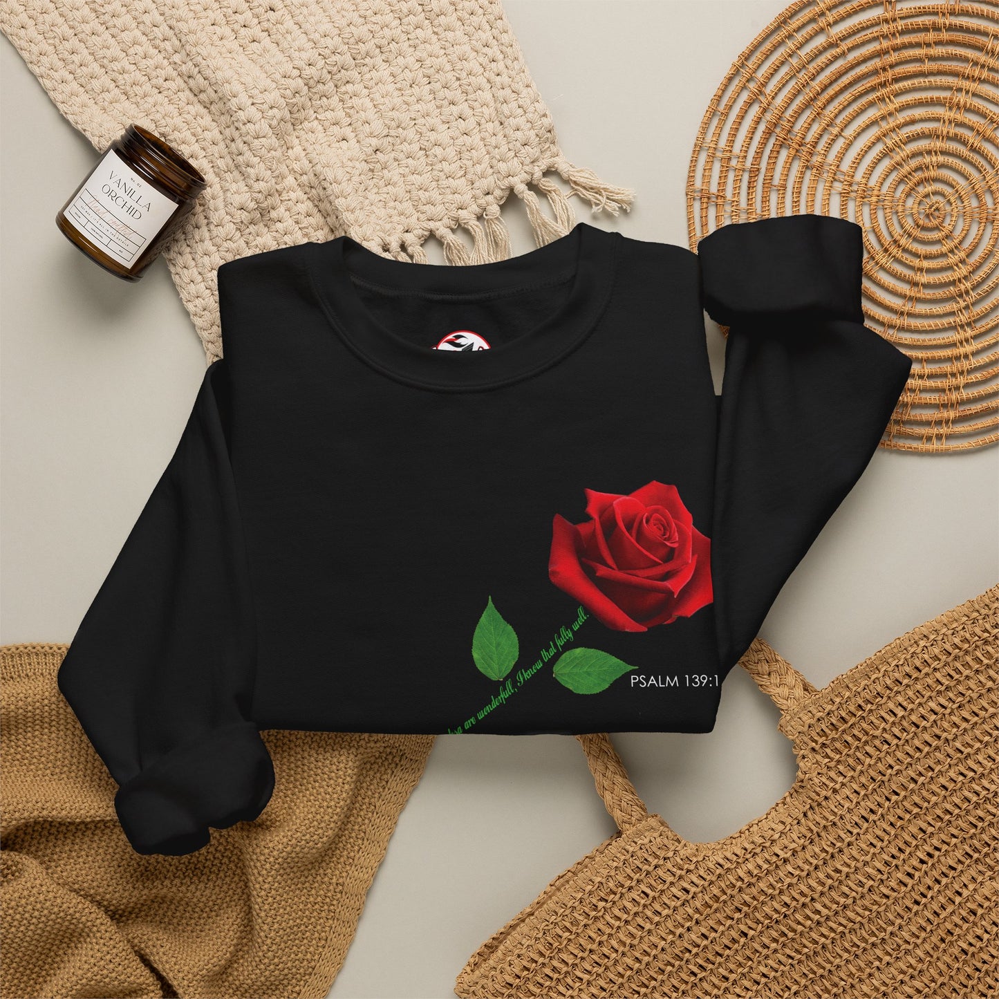 "Fearfully and Wonderfully Made" Rose Crewneck Sweatshirt