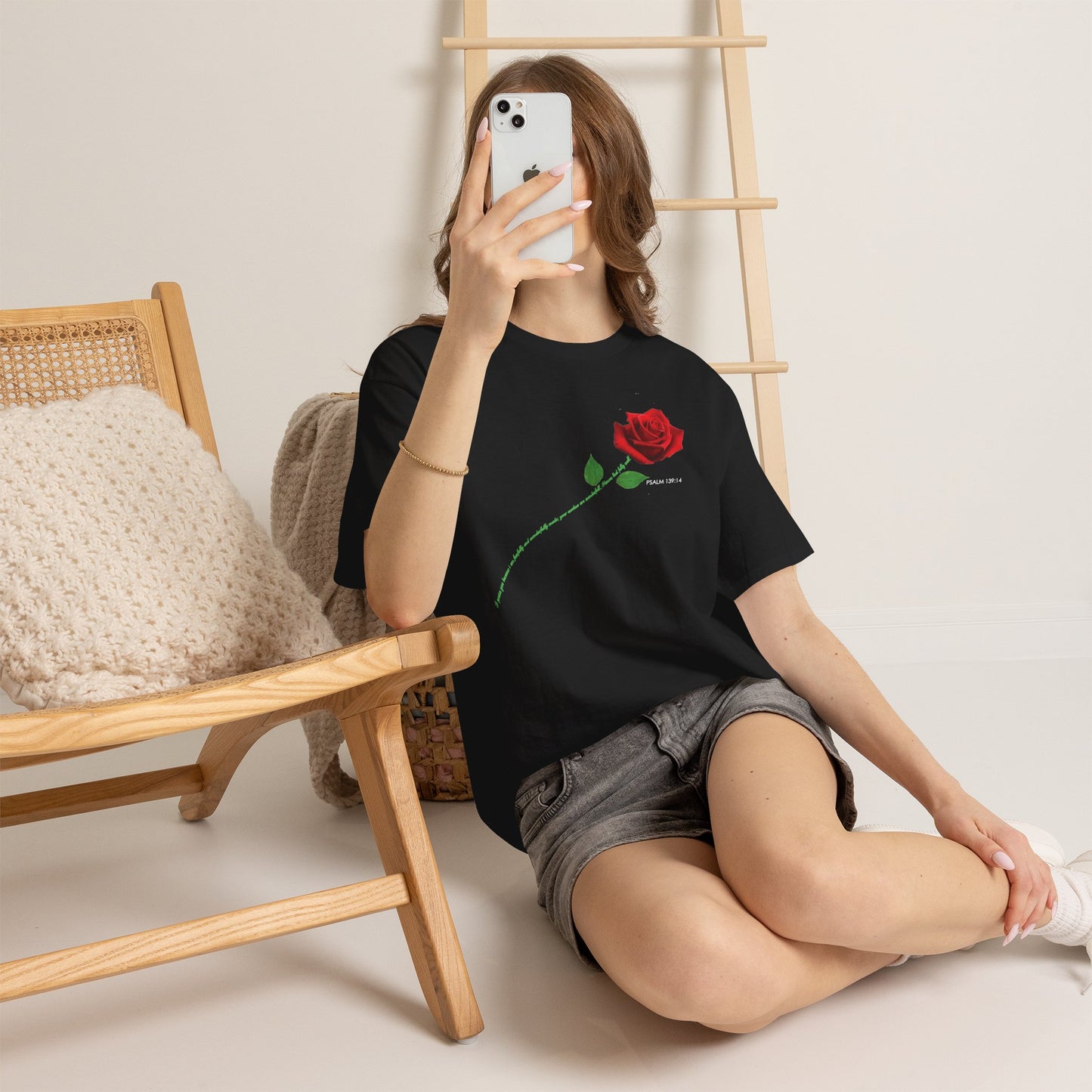 "Fearfully and Wonderfully Made" Rose Affirmative Graphic T-Shirt