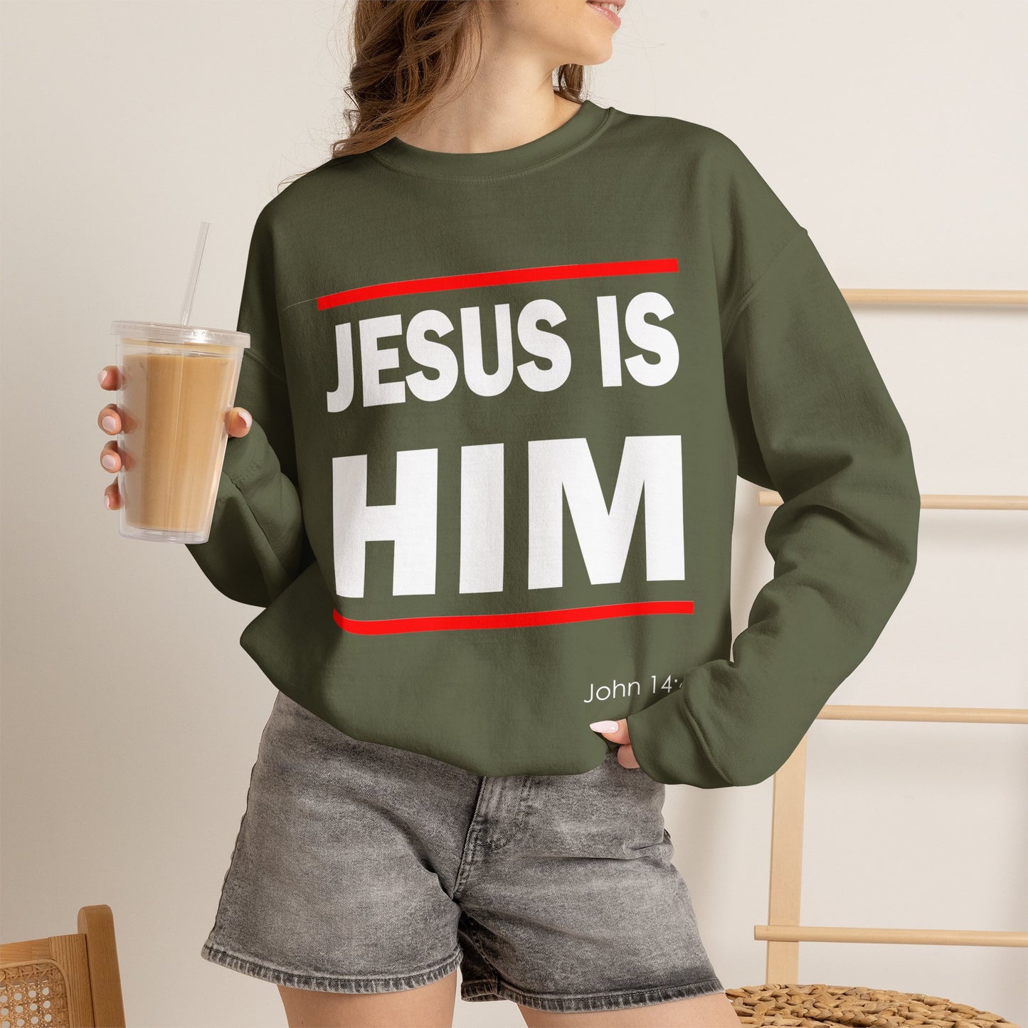 "Jesus Is Him" Inspirational Crewneck Sweatshirt