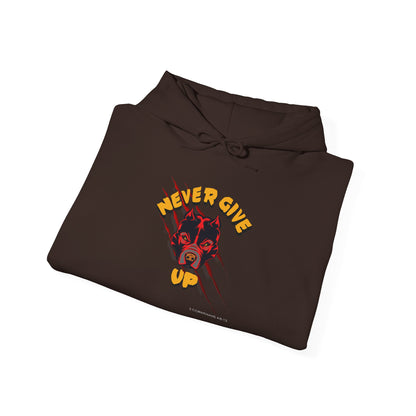 "Never Give Up" Hoodie Men's Motivational Graphic Hooded Sweatshirt