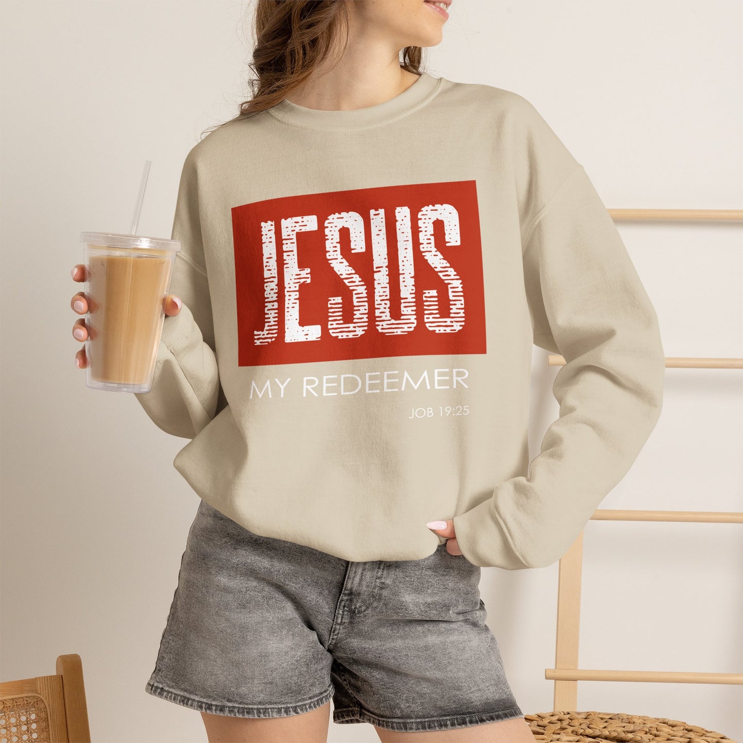 "Jesus My Redeemer" Inspirational Crewneck Sweatshirt