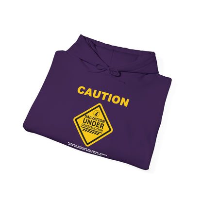 "Caution Salvation Under Construction" Graphic Pullover Hoodie
