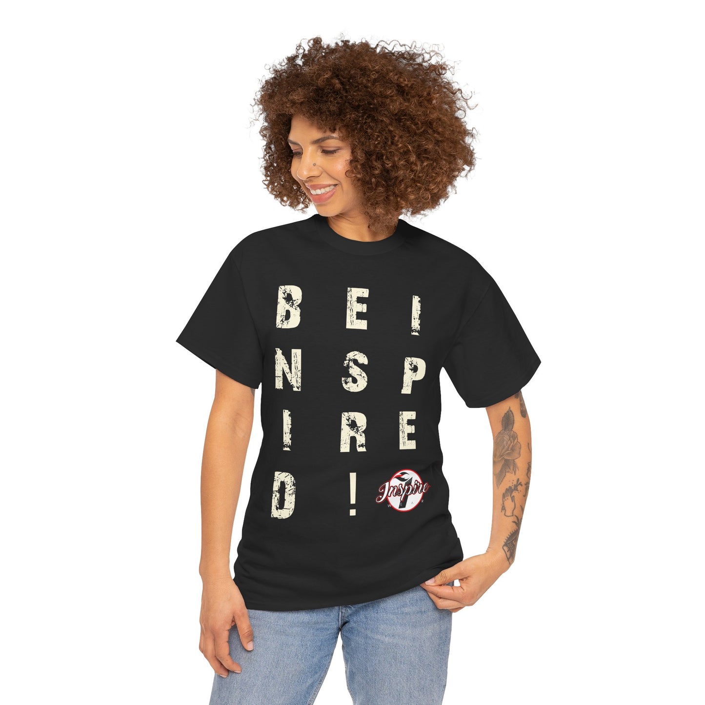 "Be Inspired" Motivational Vertical Graphic T-Shirt