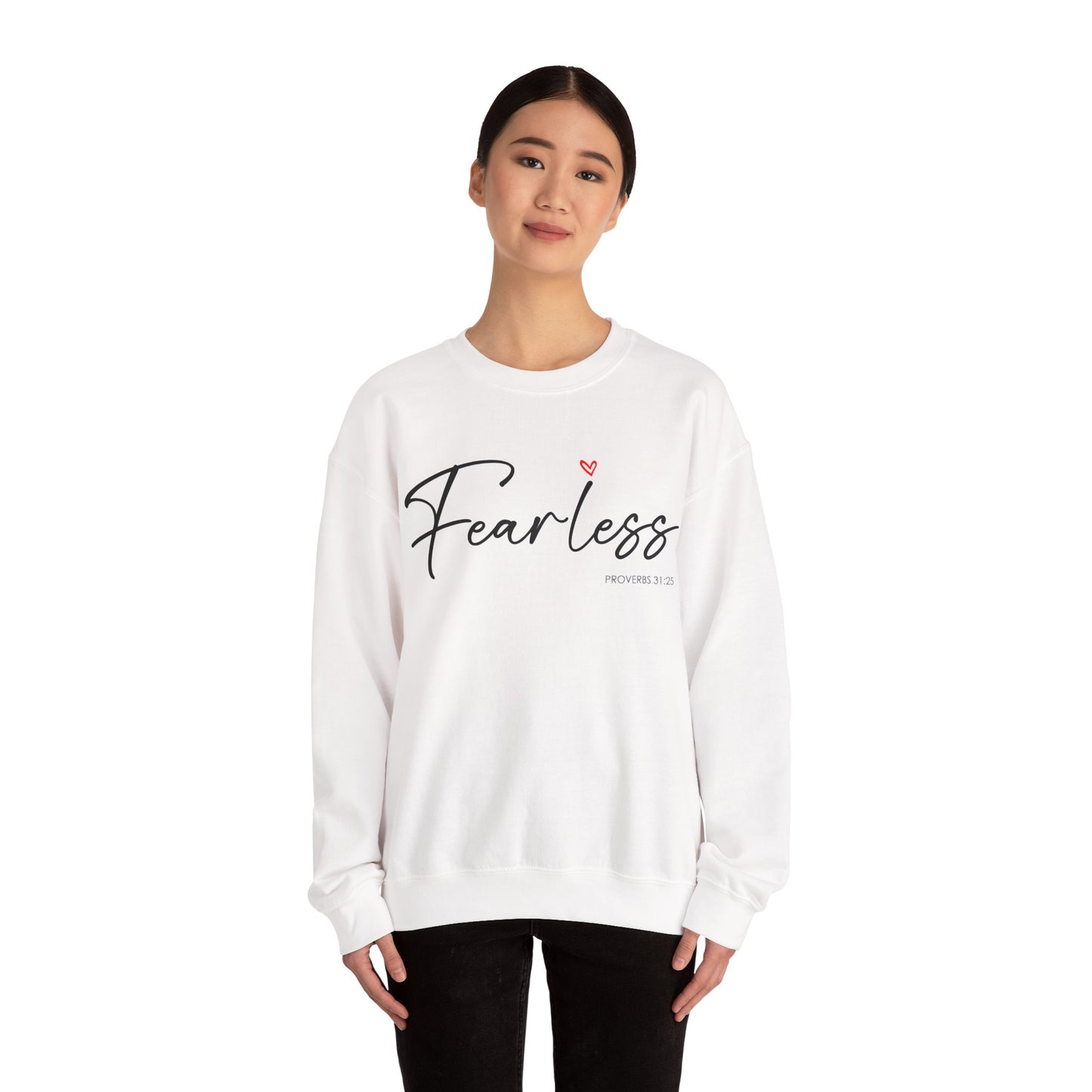 "Fearless" Inspirational Crewneck Sweatshirt — (Proverbs 31)