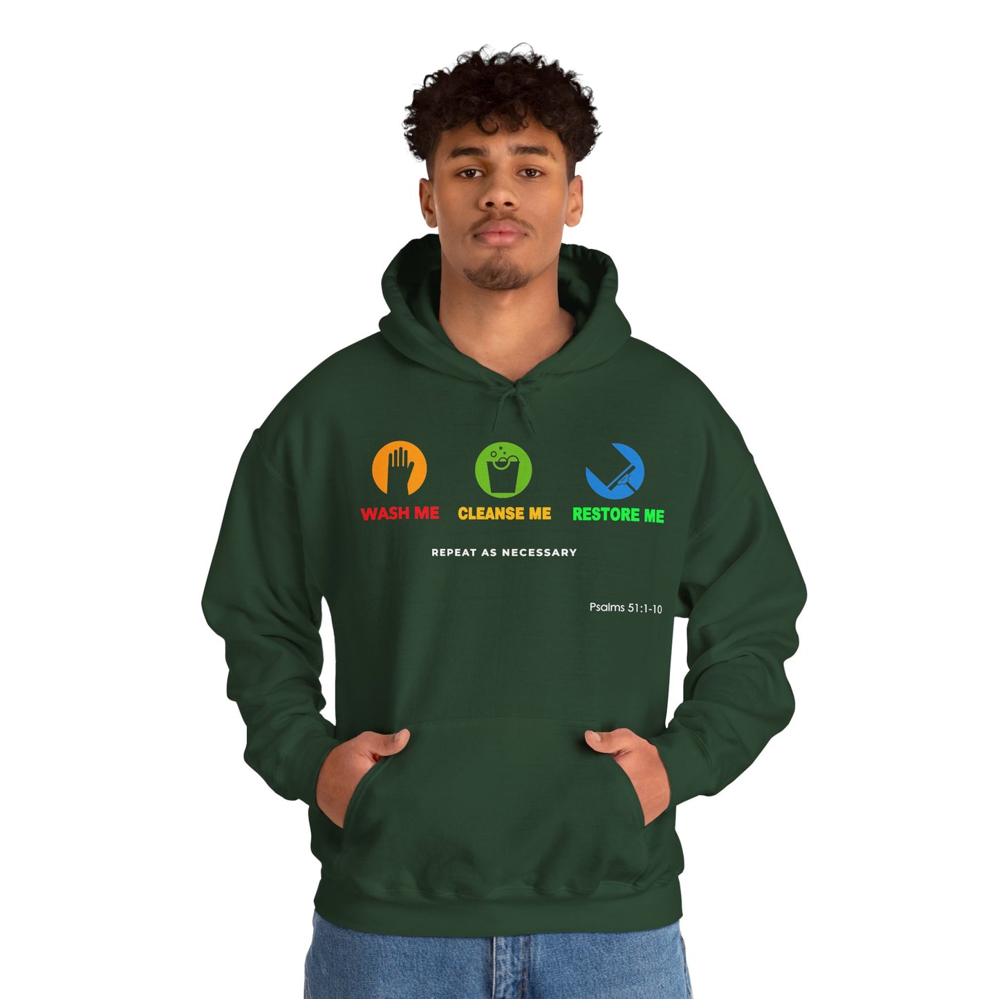 "Wash, Cleanse, Restore" Inspirational Faith-Based Hoodie