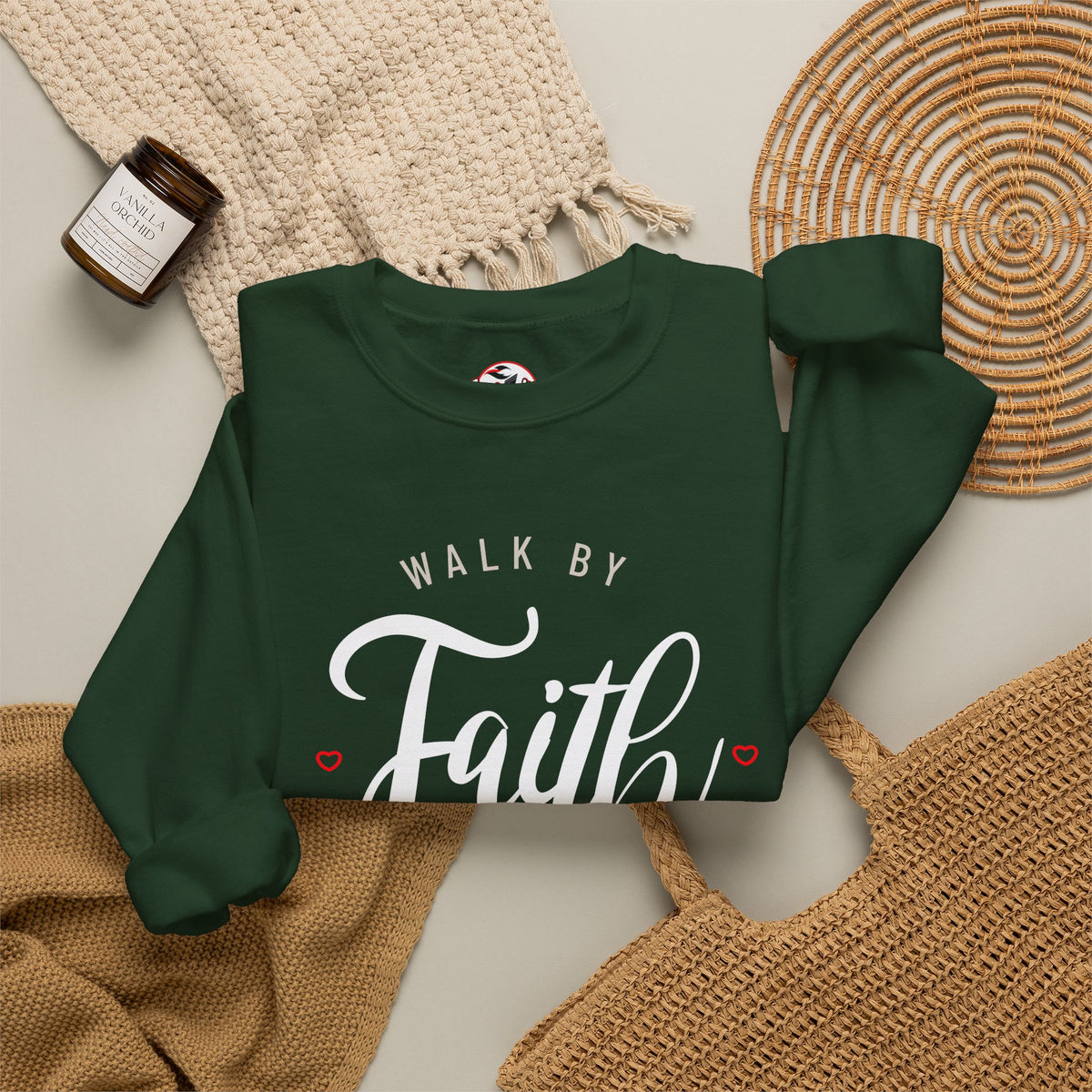 "Walk by Faith, Not by Sight" Motivational Pullover Crewneck Sweatshirt