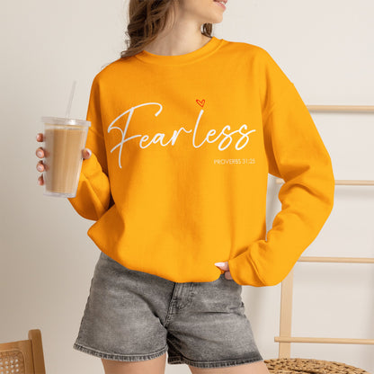 "Fearless" Inspirational Crewneck Sweatshirt — (Proverbs 31)