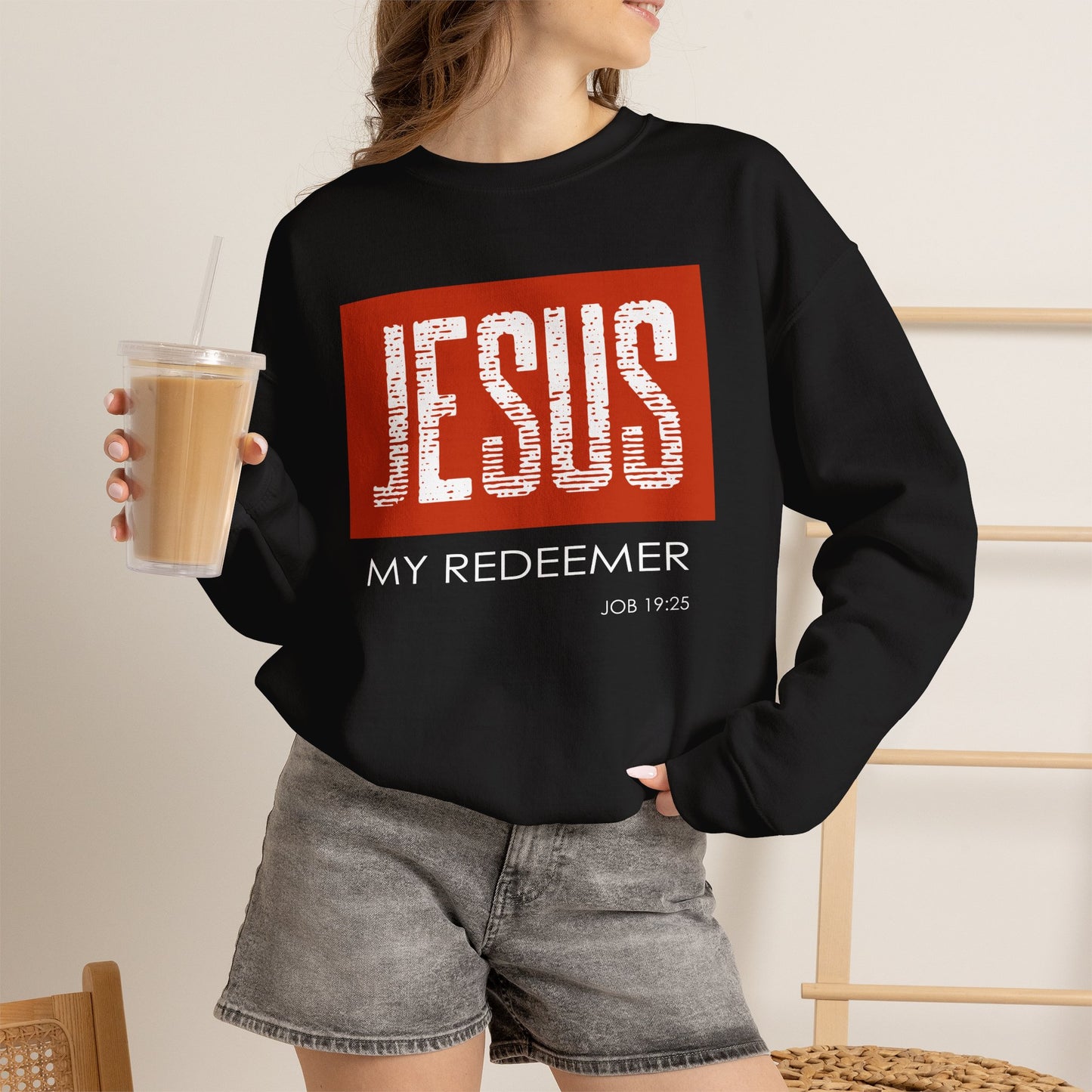"Jesus My Redeemer" Inspirational Crewneck Sweatshirt