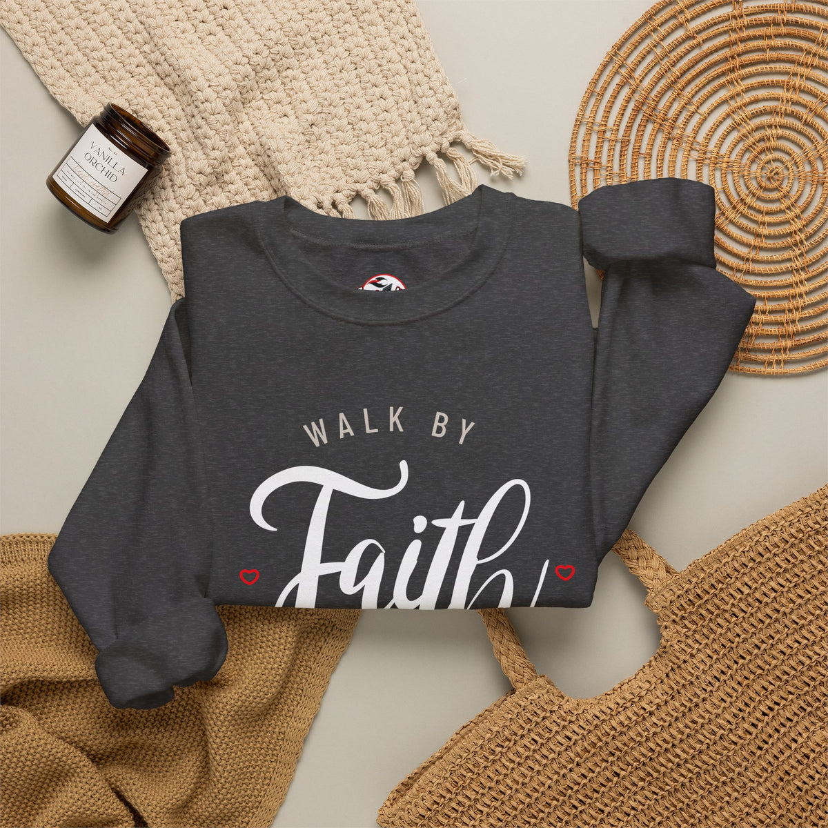 "Walk by Faith, Not by Sight" Motivational Pullover Crewneck Sweatshirt