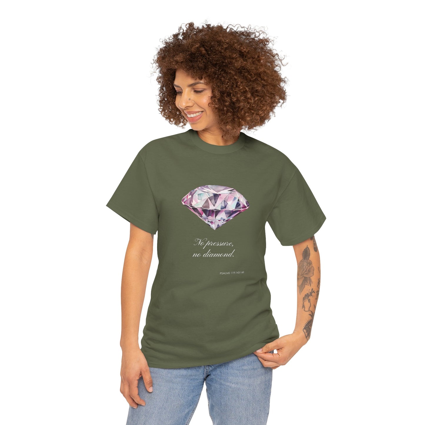 "No Pressure, No Diamond" Women's Inspirational Graphic T-Shirt