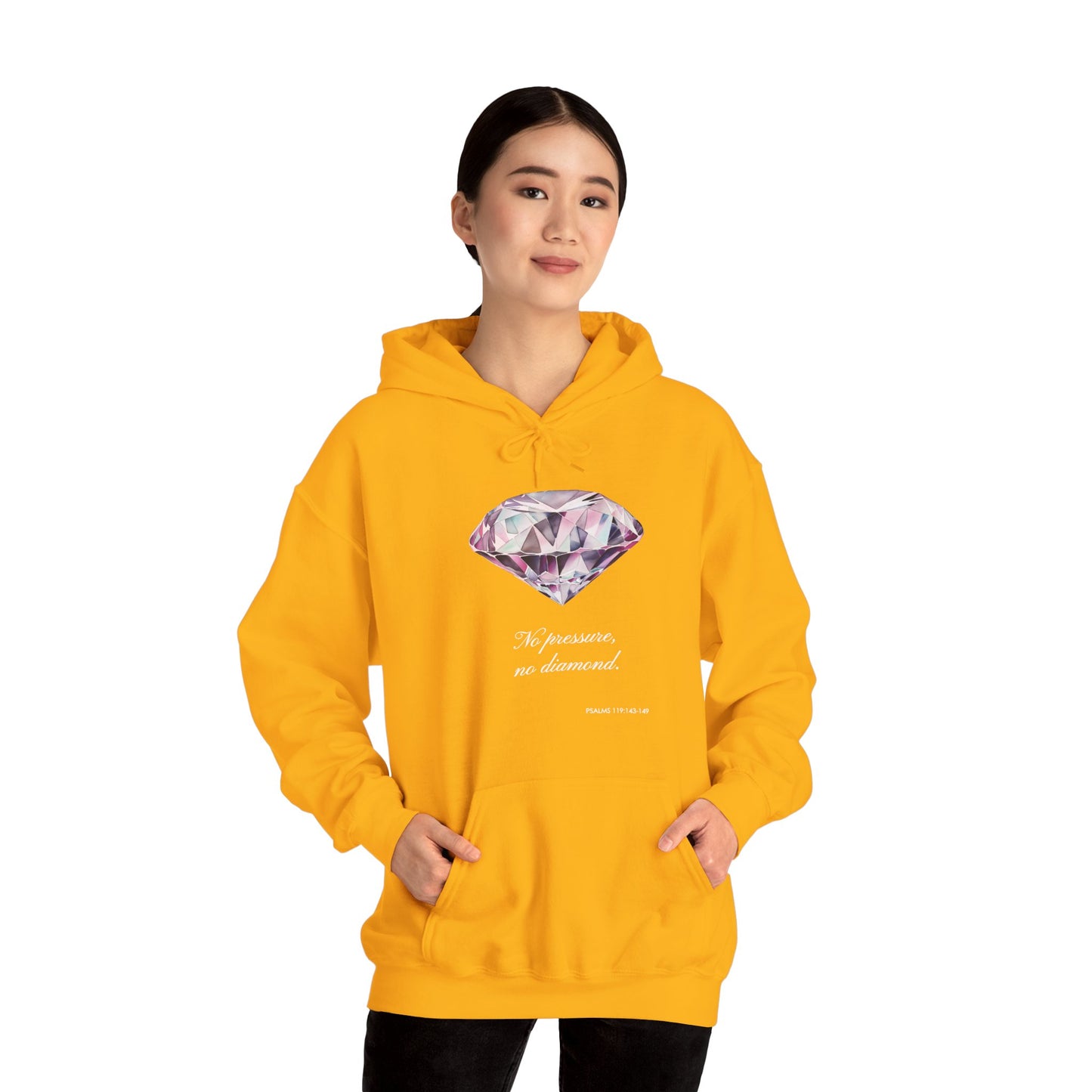 "No pressure, no Diamond" Inspirational Graphic Pullover Hoodie