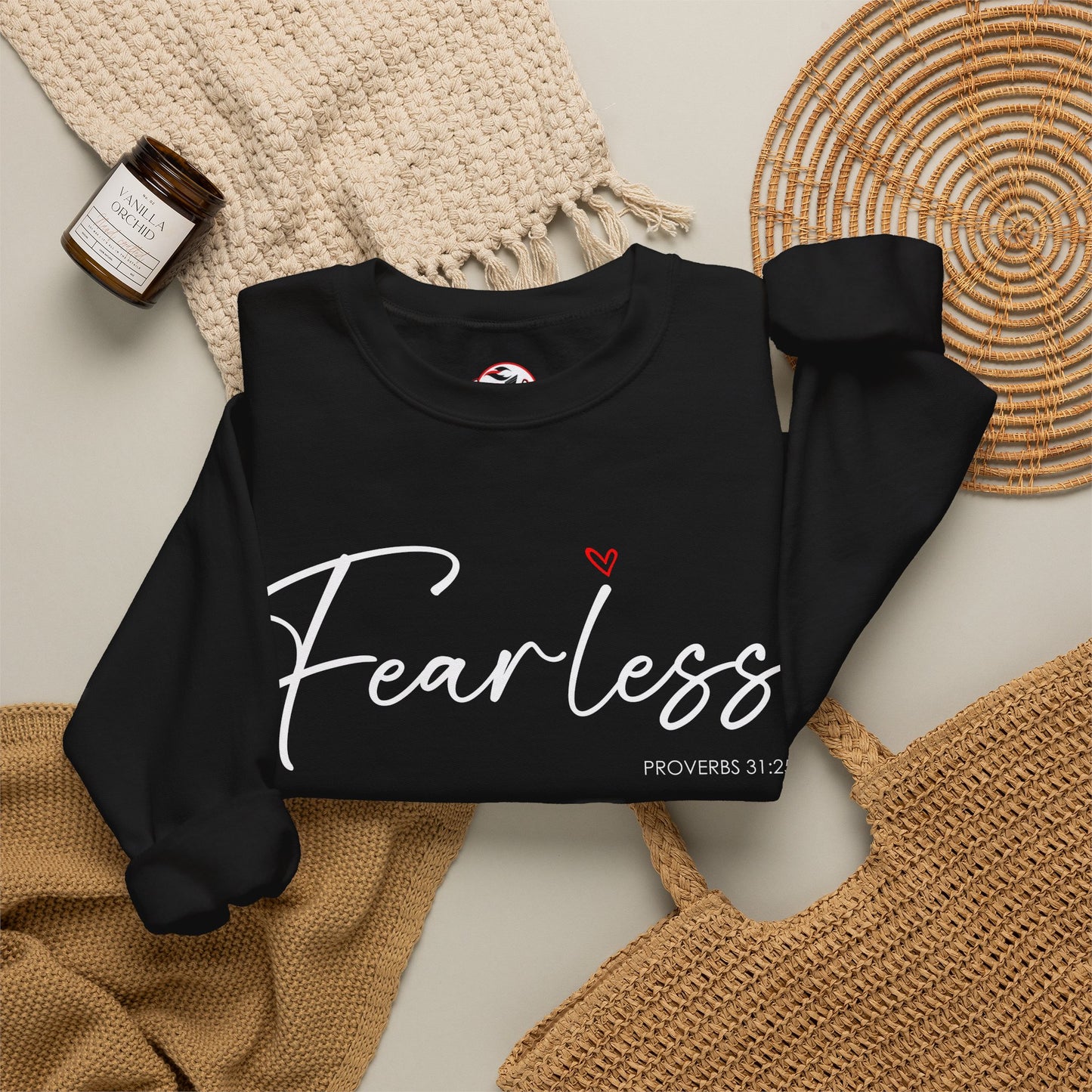 "Fearless" Inspirational Crewneck Sweatshirt — (Proverbs 31)