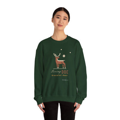 "Loving Doe Graceful Deer" Women's Inspirational Crewneck Sweatshirt