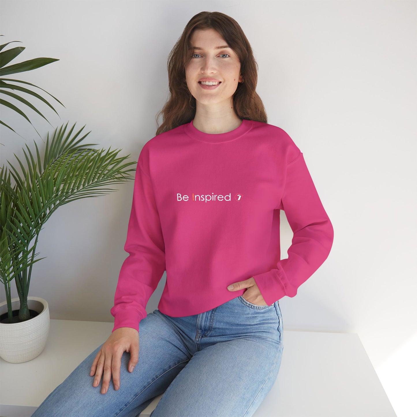 "Be Inspired" Embroidered Crewneck Sweatshirt