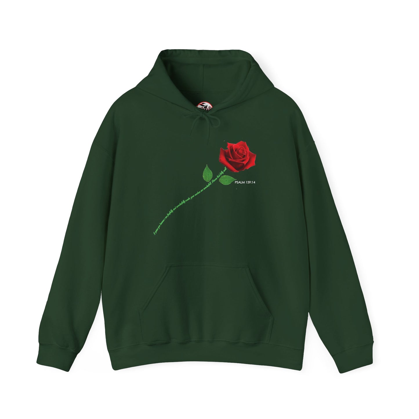 "Fearfully and Wonderfully Made" Rose Graphic Pullover Hoodie