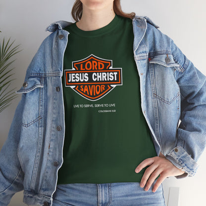 Jesus Christ Savior T‑Shirt — Lord Savior Motorcycle Shield Design