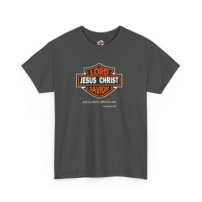 Jesus Christ Savior T‑Shirt — Lord Savior Motorcycle Shield Design