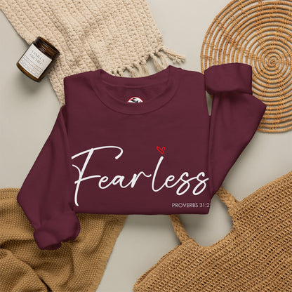 "Fearless" Inspirational Crewneck Sweatshirt — (Proverbs 31)