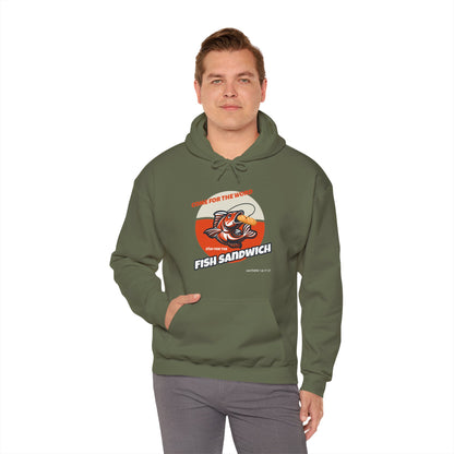 "Come for the Word, Stay for the Fish Sandwich" Graphic Hooded Sweatshirt