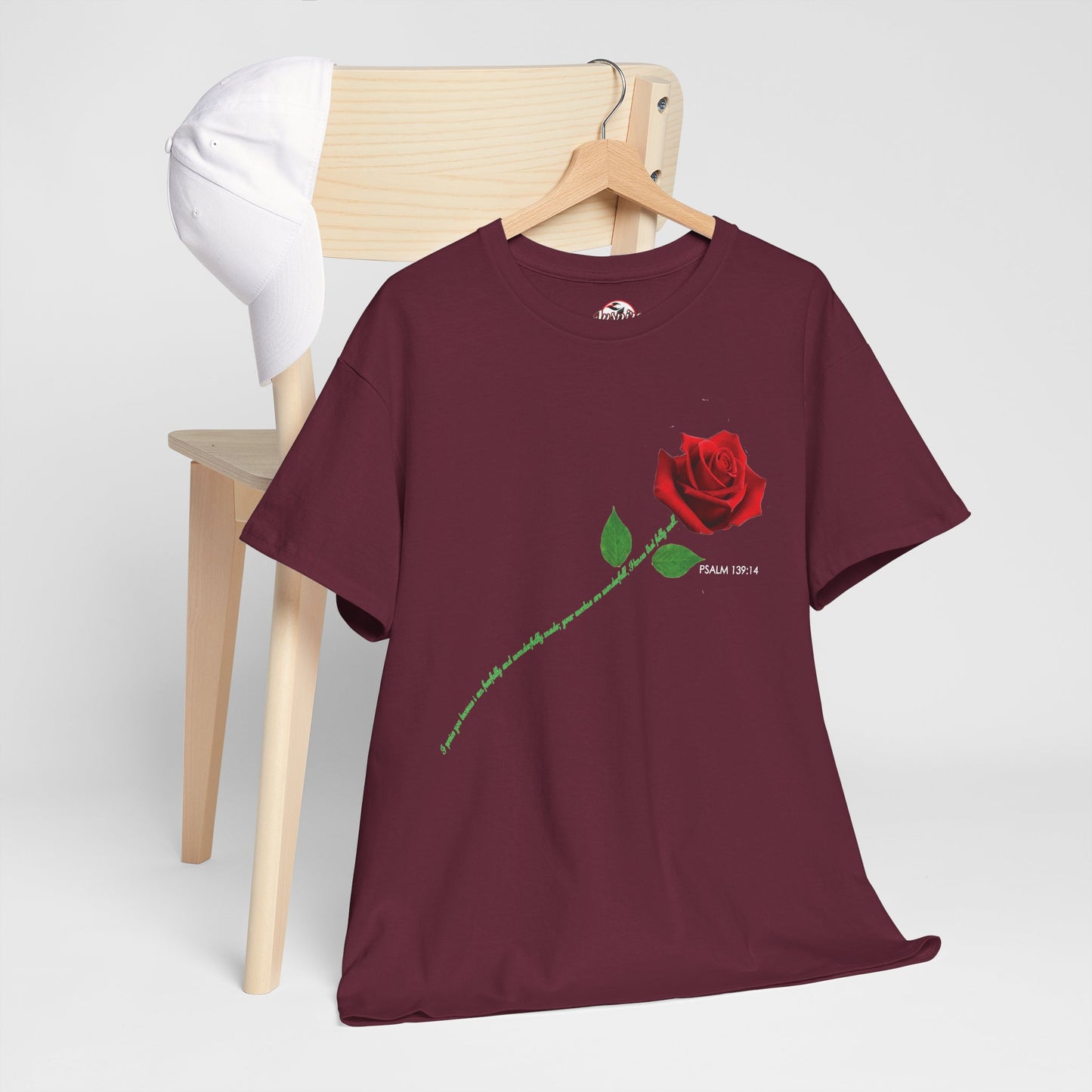 "Fearfully and Wonderfully Made" Rose Affirmative Graphic T-Shirt