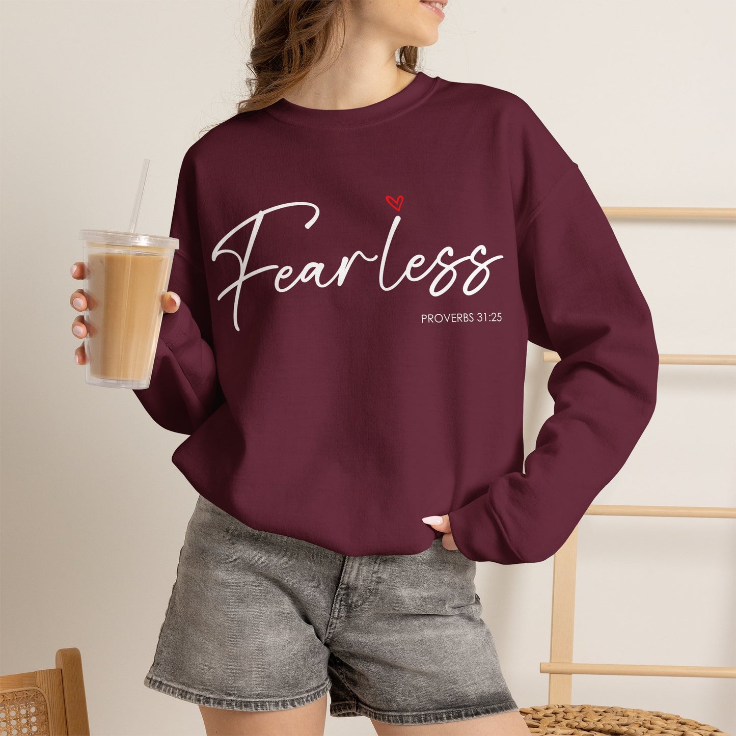 "Fearless" Inspirational Crewneck Sweatshirt — (Proverbs 31)