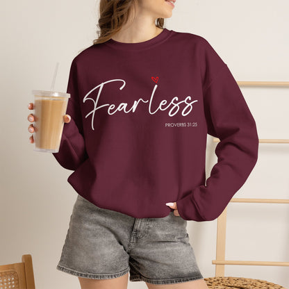 "Fearless" Inspirational Crewneck Sweatshirt — (Proverbs 31)
