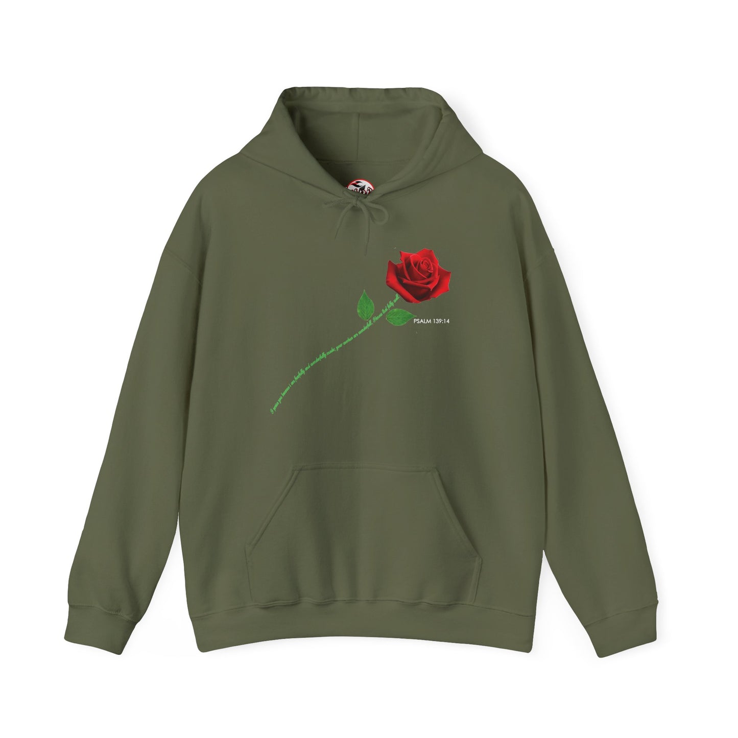 "Fearfully and Wonderfully Made" Rose Graphic Pullover Hoodie