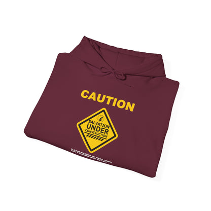 "Caution Salvation Under Construction" Graphic Pullover Hoodie