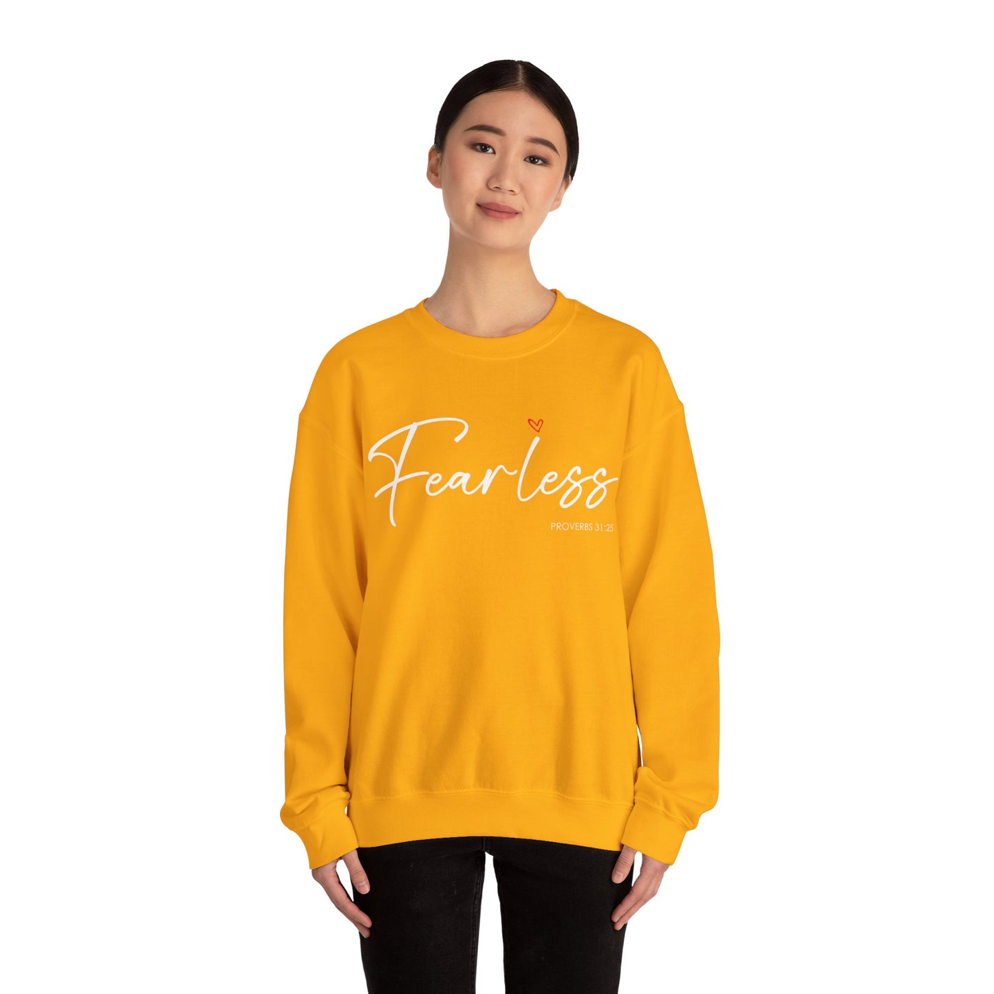 "Fearless" Inspirational Crewneck Sweatshirt — (Proverbs 31)