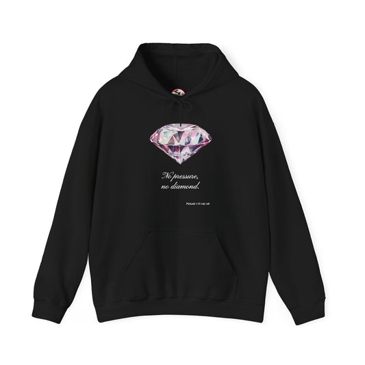 "No pressure, no Diamond" Inspirational Graphic Pullover Hoodie
