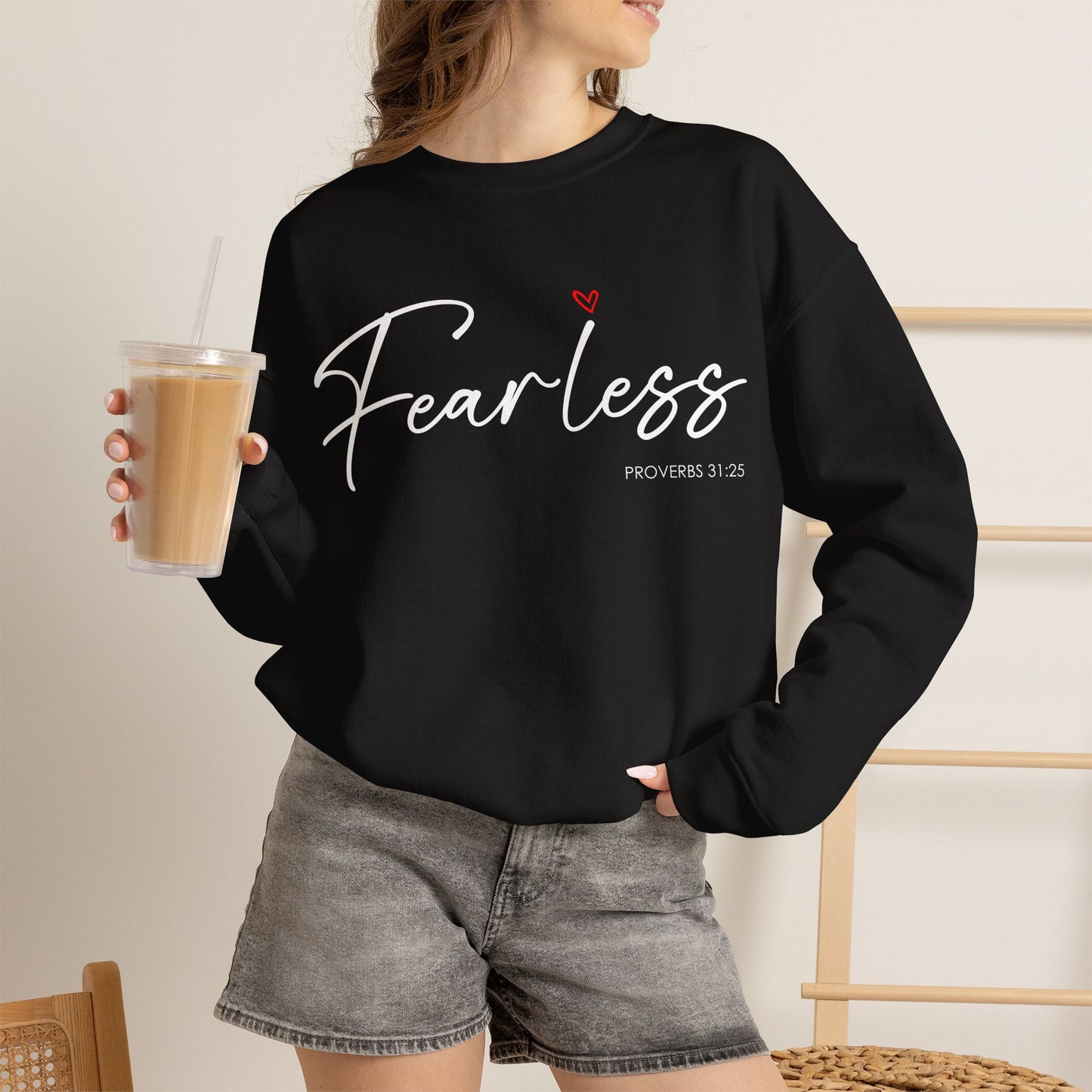 "Fearless" Inspirational Crewneck Sweatshirt — (Proverbs 31)