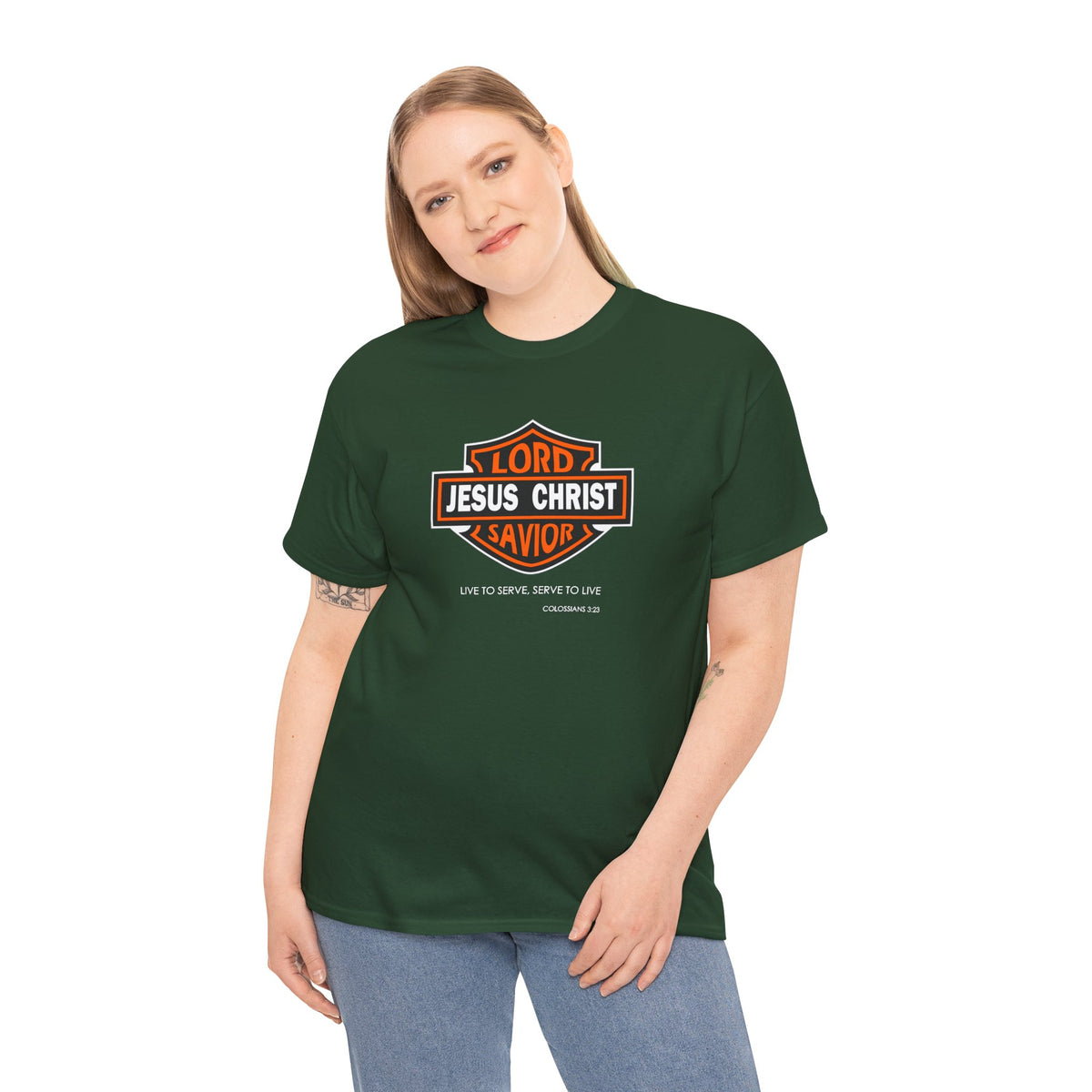 Jesus Christ Savior T‑Shirt — Lord Savior Motorcycle Shield Design